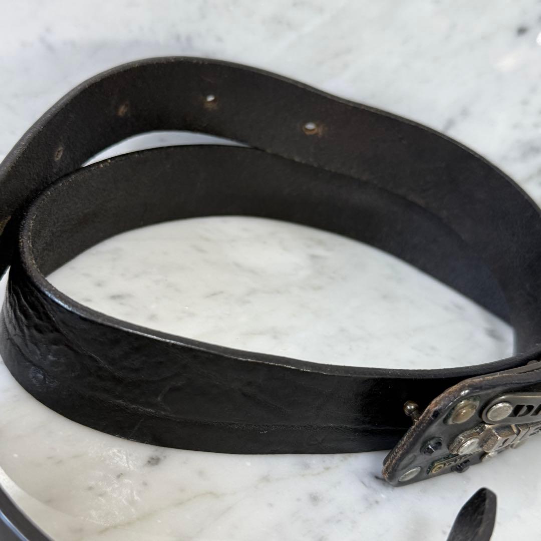 イタリア製 DIESEL ディーゼル ベルト 本革 ブラック 黒 メタル