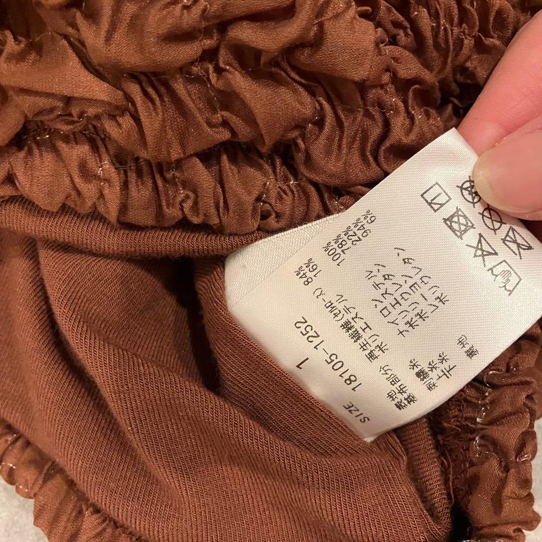 【CLANE 】 W FACE SHIRRING TOPS BROWN