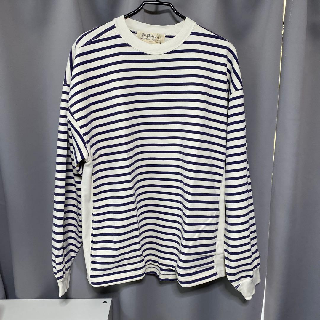 新品　REMI RELIEF ストライプ長袖カットソー XL 紫ボーダー