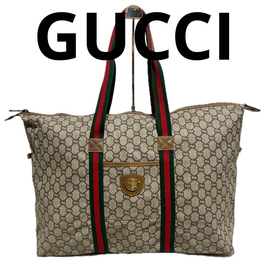 大容量 GUCCI グッチプラス シェリーライン トートバッグ ベージュ B68