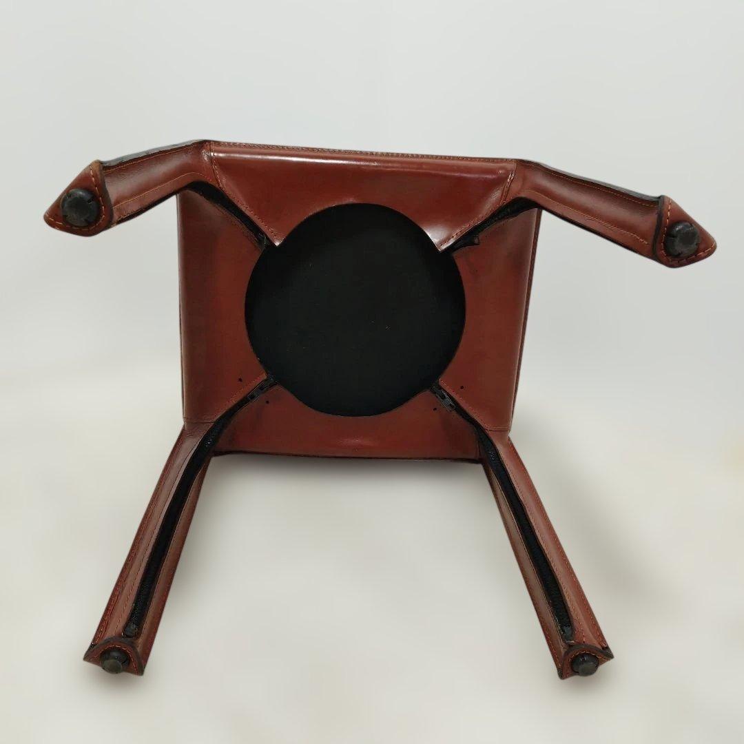 【引き取り歓迎】赤茶 レザーチェア アームレス モダン 家具 椅子