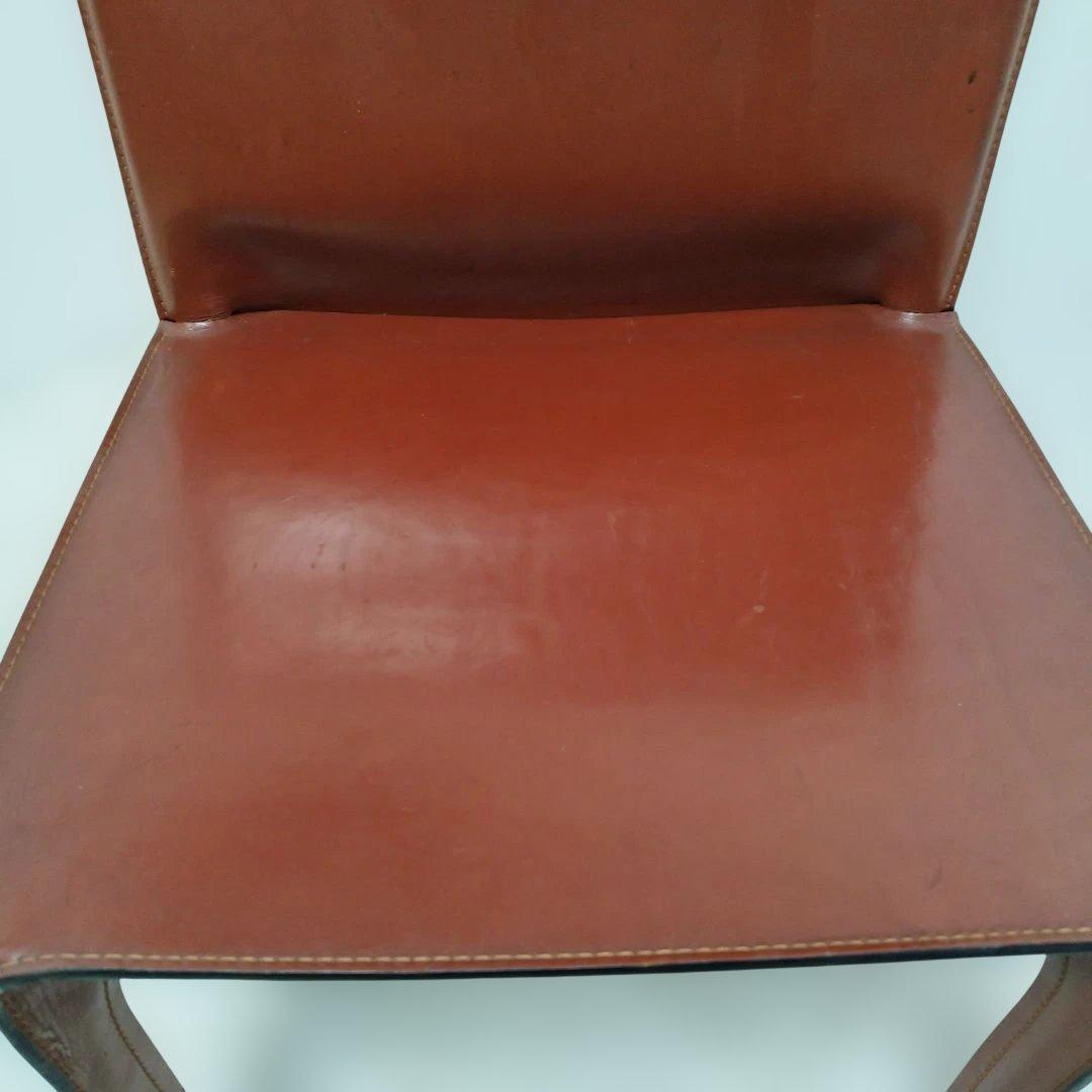 【引き取り歓迎】赤茶 レザーチェア アームレス モダン 家具 椅子