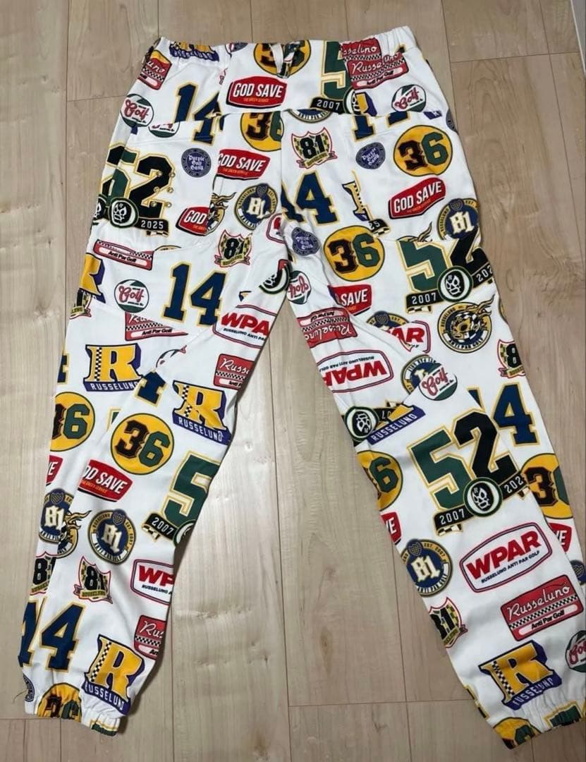 RUSSELUNO ラッセルノ ゴルフパンツ 総柄 ホワイト サイズ5（L相当）