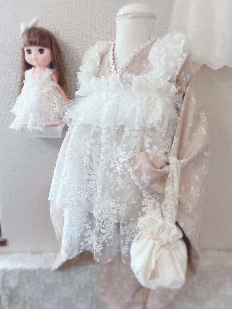 ハンドメイド＊【花舞】チュールとパールのふんわり被布＊七五三＊753