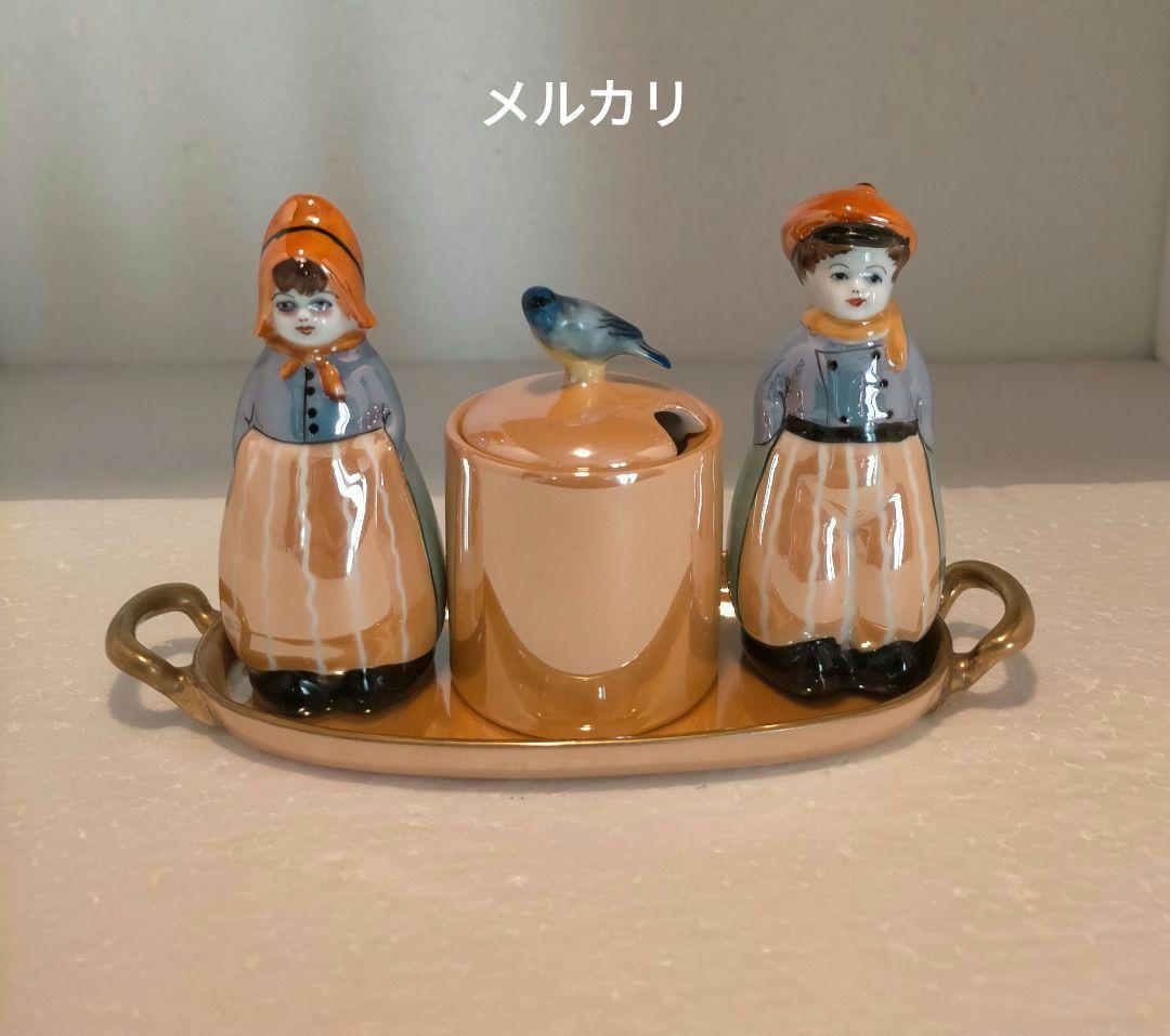 オールドノリタケ　ラスター彩　オランダ少年少女