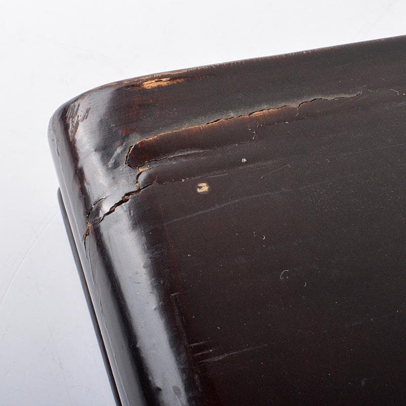 中国　黒漆　螺鈿漢詩文　平卓　飾台　香炉台　V　6326