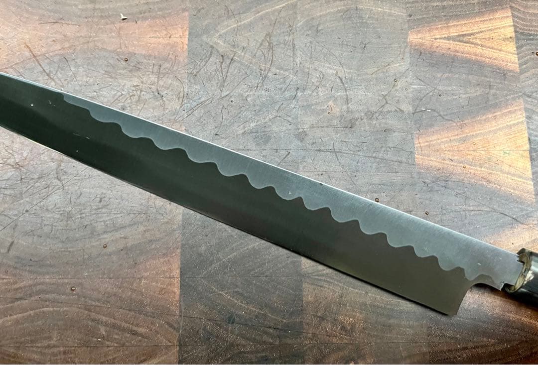 堺打ち刃物　青鋼　紋　鍛錬　柳刃　刺身　尺　300mm 包丁　和包丁　刃紋