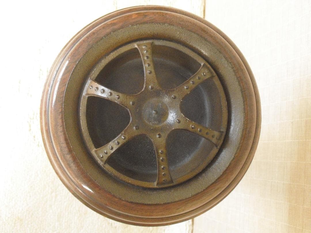 オールドマルニ☆木製 アッシュトレイスタンド 孔雀 灰皿☆小物入れ 花台にも