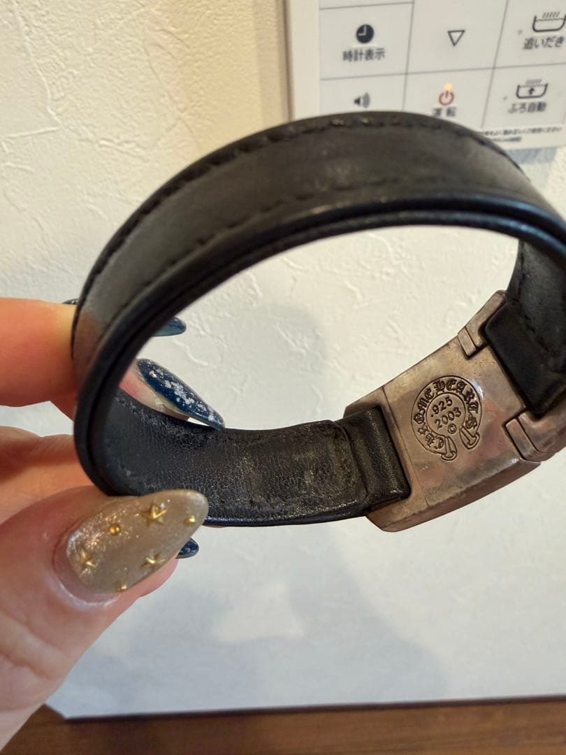 正規品◎Chrome Hearts◎クロムハーツ◎ブラックレザーブレス