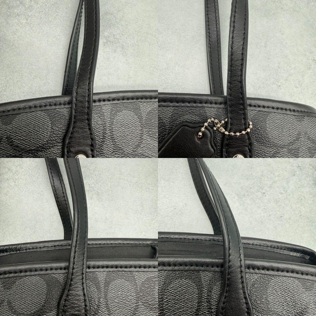 【良品】COACH コーチ トートバッグ PVC ブラック 肩掛け シグネチャー