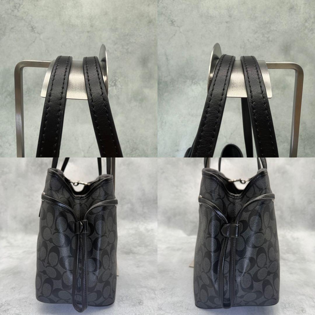 【良品】COACH コーチ トートバッグ PVC ブラック 肩掛け シグネチャー