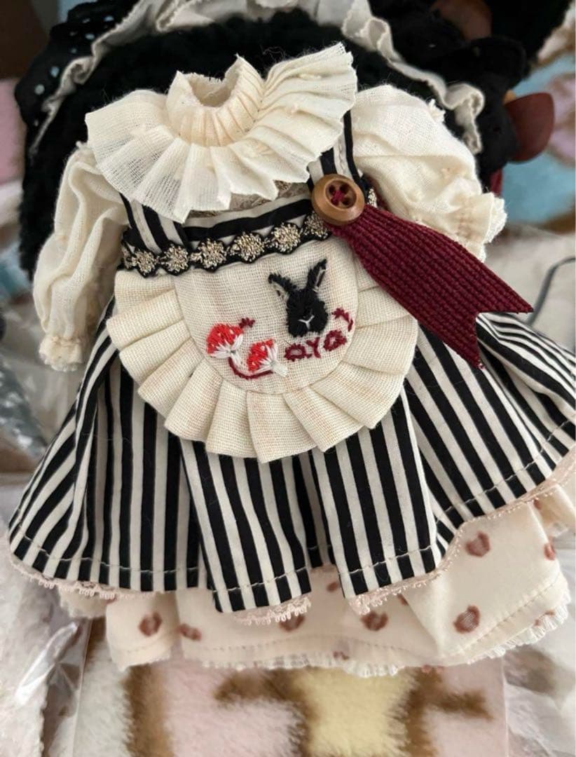 作家様♡ブライスアウトフィットセット　ストライプワンピース　ウサ耳帽　リカちゃん