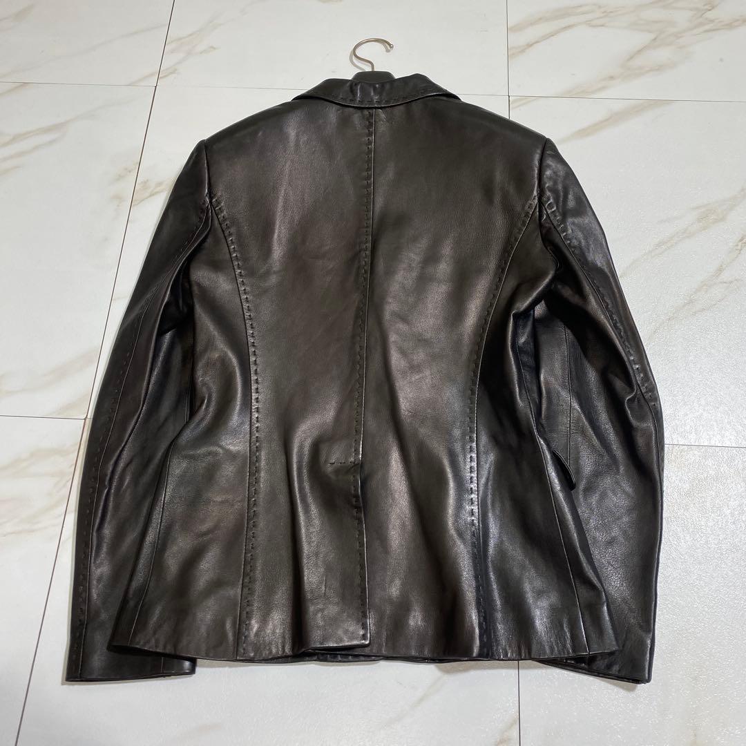 極美品♡ホメオスタイル イタリアンラムレザージャケット 最高級羊革 スティッチ