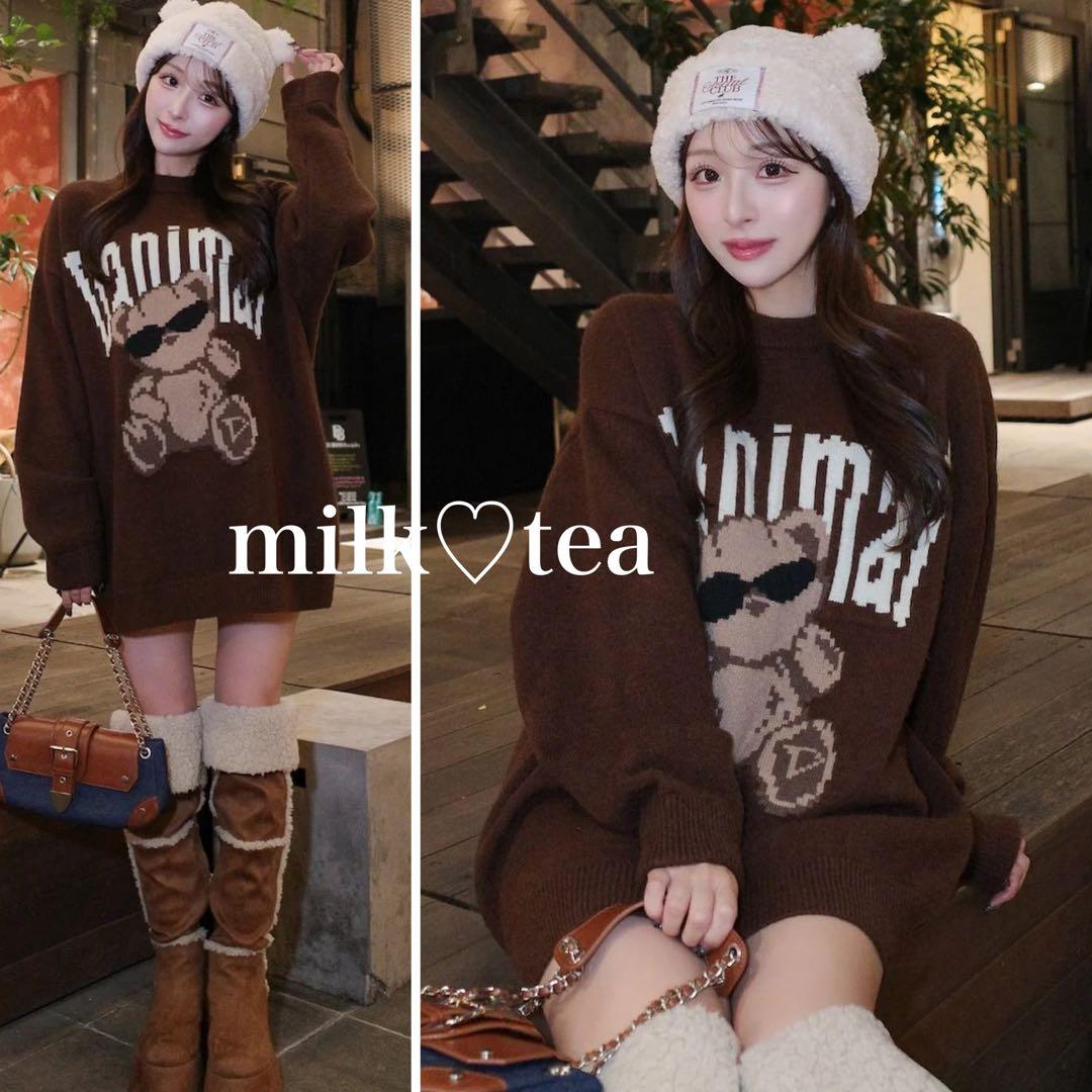 新品タグ付 ダーリッチ Danimalベアニットプルオーバー フリー ブラウン