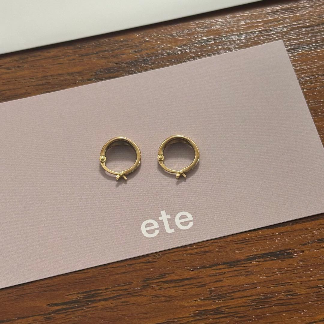 ete K10イエローゴールドフープピアス 77128300