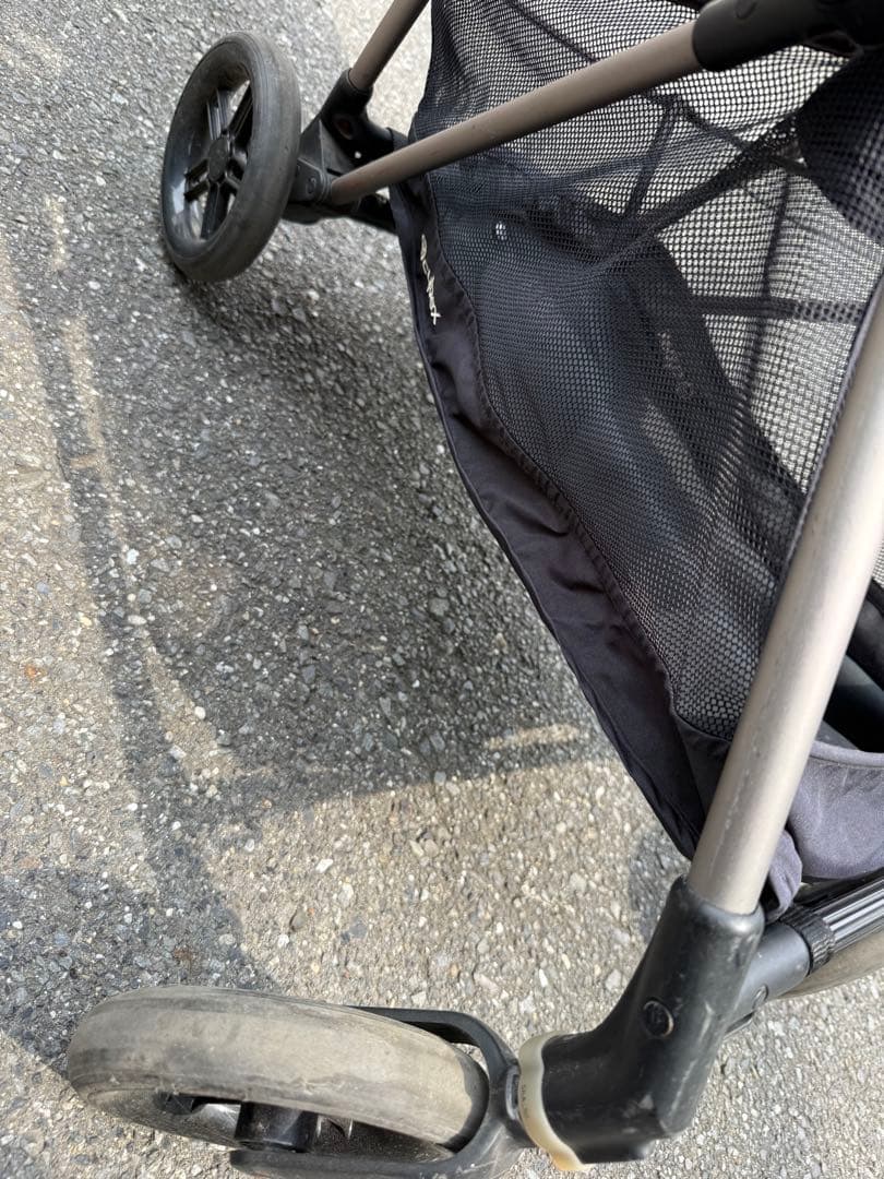 週末まで　メリオ　ベビーカー　ベージュ レインカバー　二人乗りシート付き