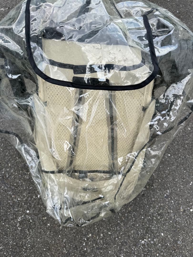 週末まで　メリオ　ベビーカー　ベージュ レインカバー　二人乗りシート付き