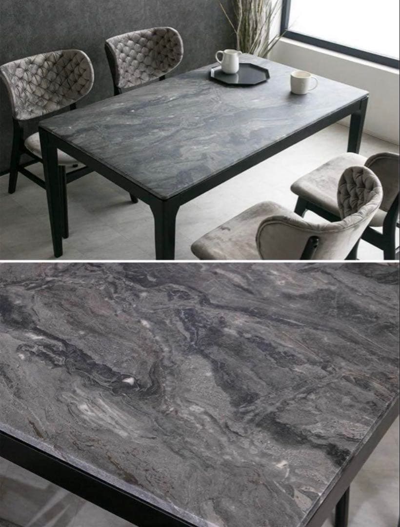 R【直接手渡し】元値5万：大理石柄 ダイニングテーブル ブラック