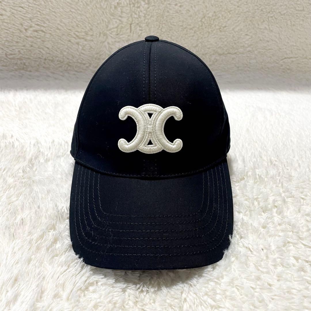 P*☾様 CELINE セリーヌ トリオンフ コットン ベースボールキャップ ブ