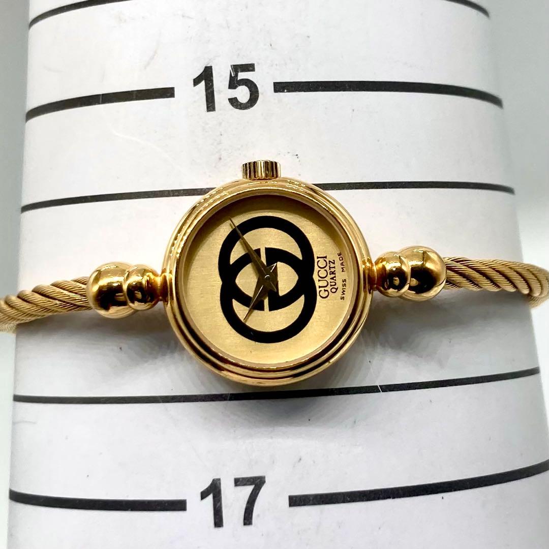 【稼動】 グッチ 腕時計 バングルウォッチ 2047.1L GG文字盤 ゴールド