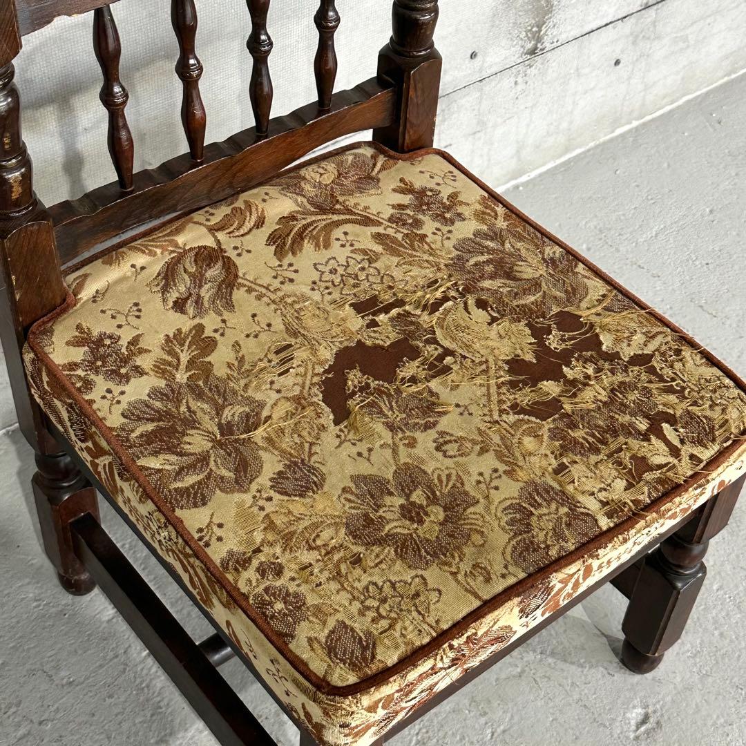 ✦80s✦昭和レトロ ゴブラン織 ヴィンテージ スピンドルチェア 木製 古家具②