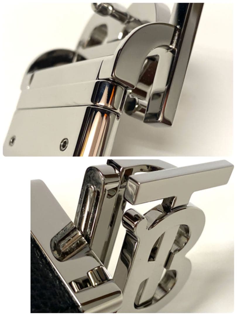 試着程度　定価8.3万　 バーバリー リバーシブル レザー TBベルト TBロゴ