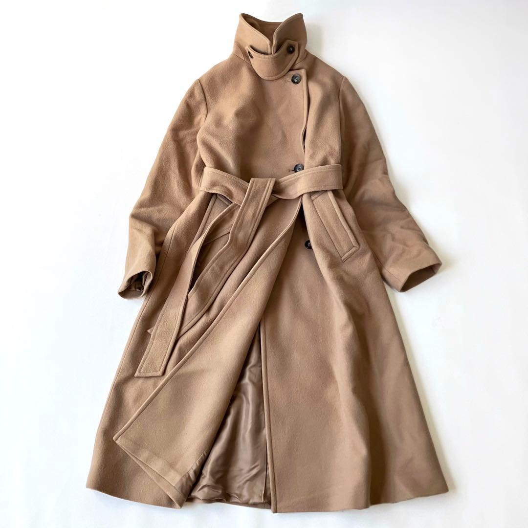 24AW ラトータリテ ステンカラーコート 定価4.9万 ロング キャメル 38