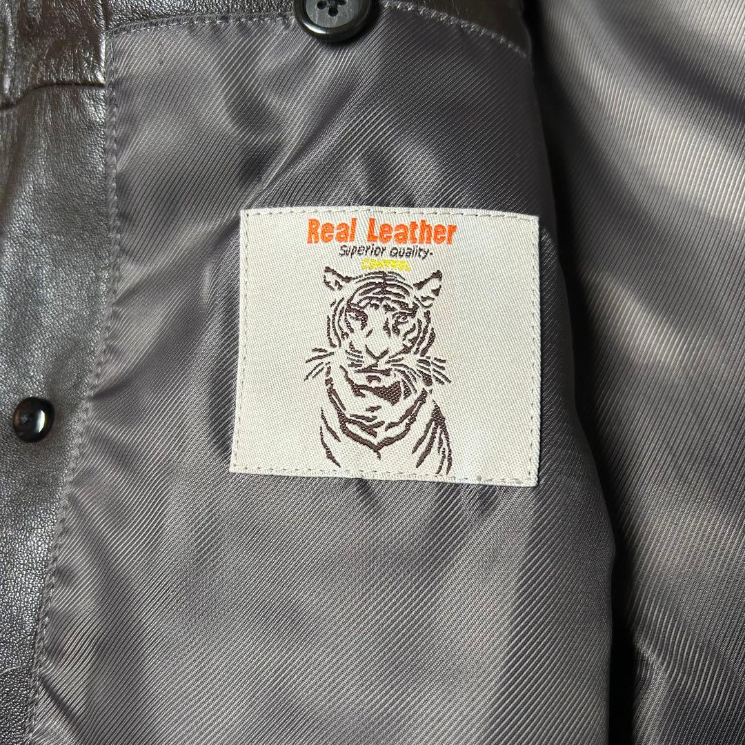 極美❗️ シープスキン レザートレンチコート レザー ダブルブレスト ミドル丈