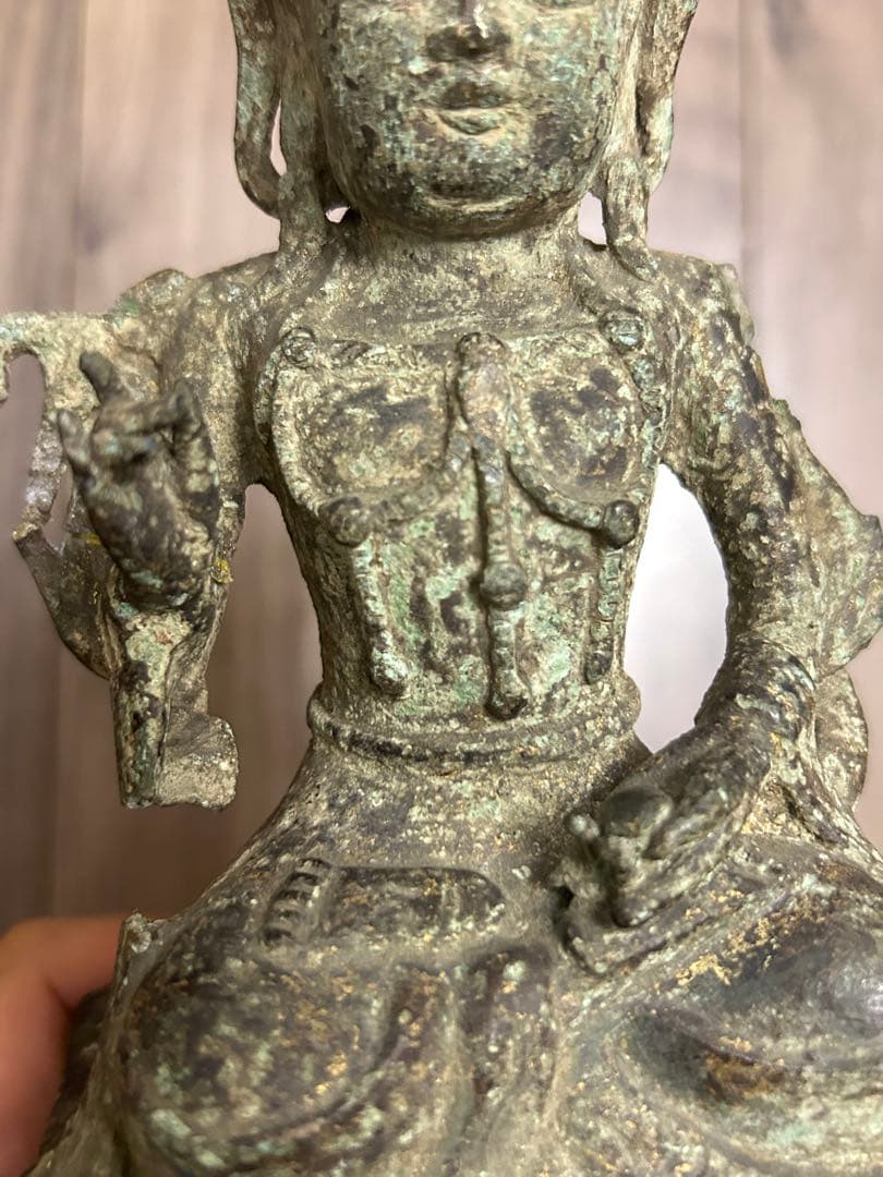 古董 中国明時代 觀音銅像 旧家藏出し