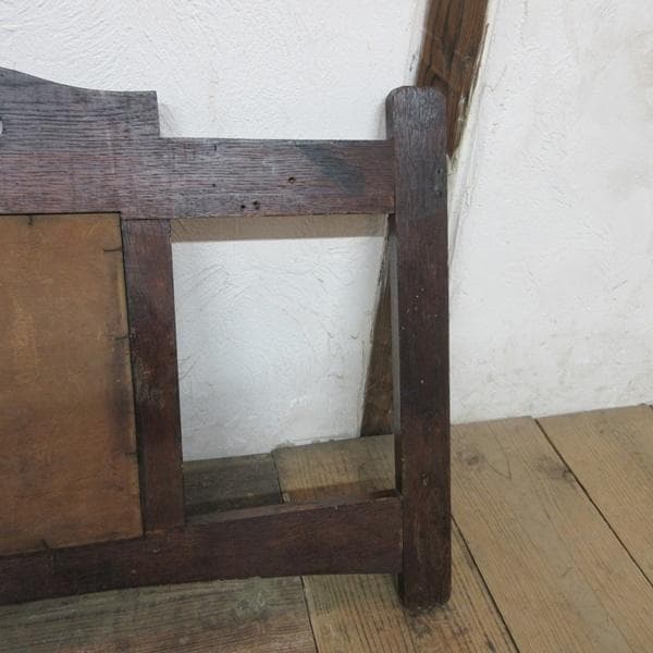 英国 アンティーク 家具 ウォールハンガー フック ミラー付き 木製 6697d