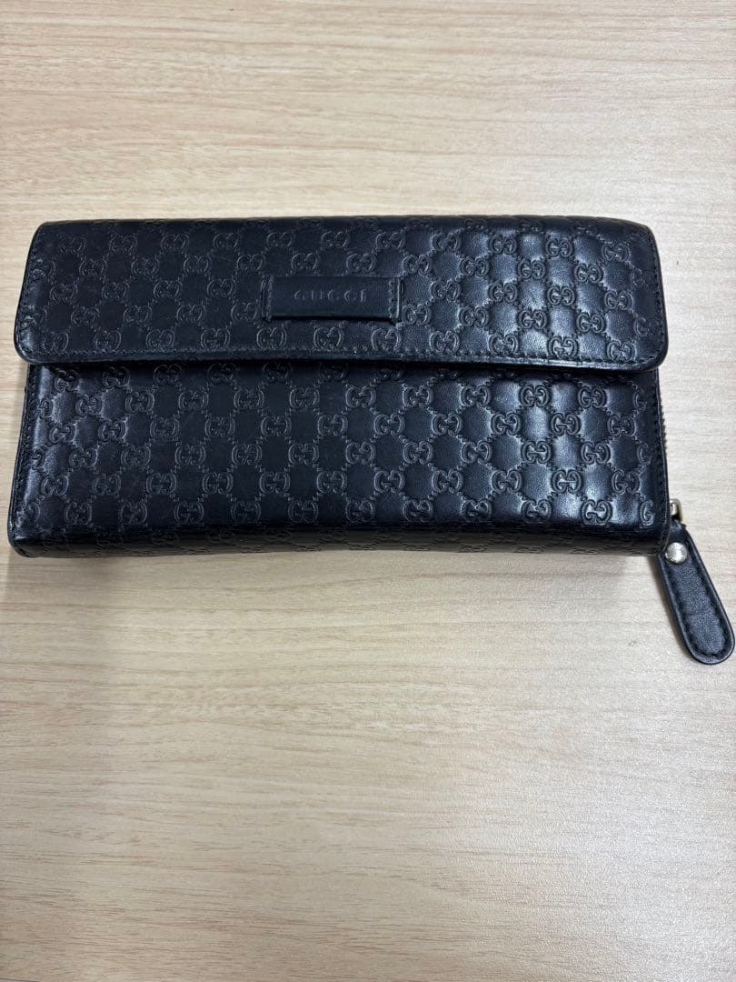 GUCCI レザー長財布 GGパターン 黒