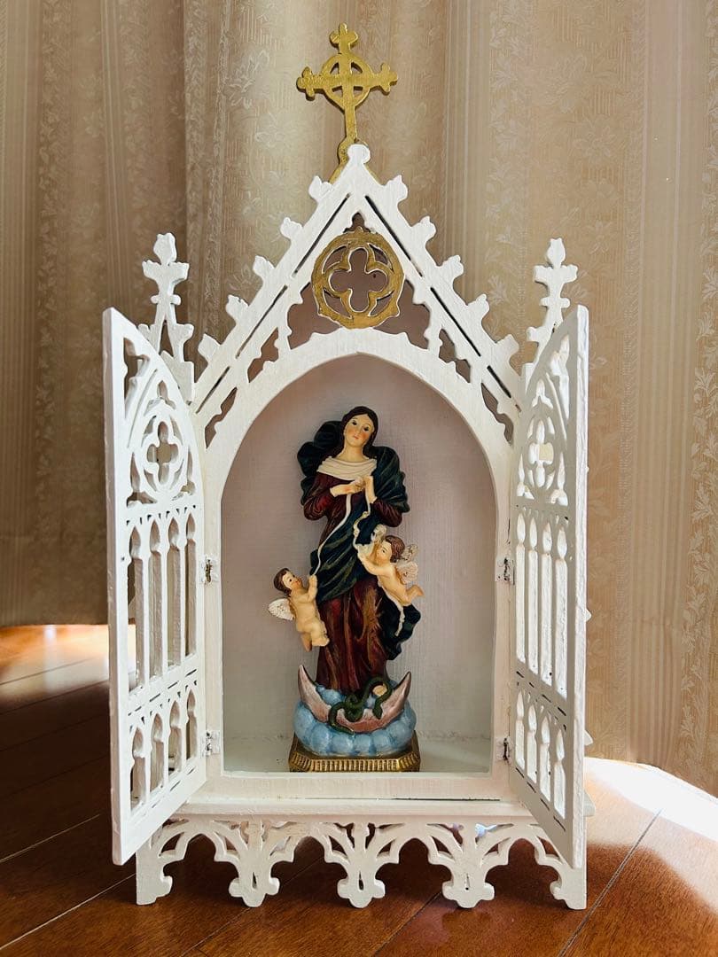 【超希少】✞ゴシック様式祭壇＋マリア像2体＋天使像　カトリック