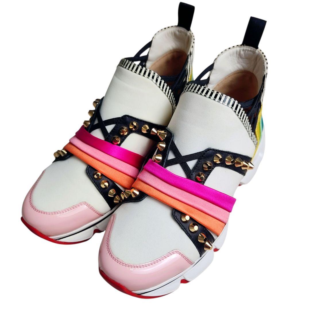 クリスチャンルブタン 123 RUN FLAT 厚底 ロックスタッズ スニーカー