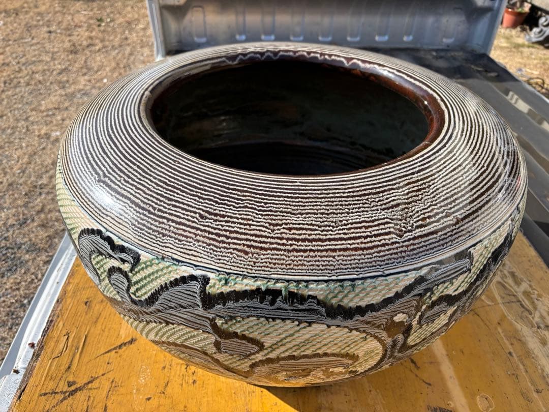 専用出品です。 大型火鉢　装飾的な模様の 陶器　昭和初期　昭和レトロ