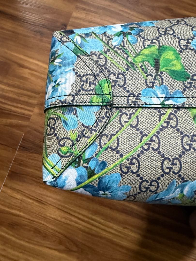 GUCCI GGブルームス　 花柄トートバッグ　ブルー　 リバーシブ