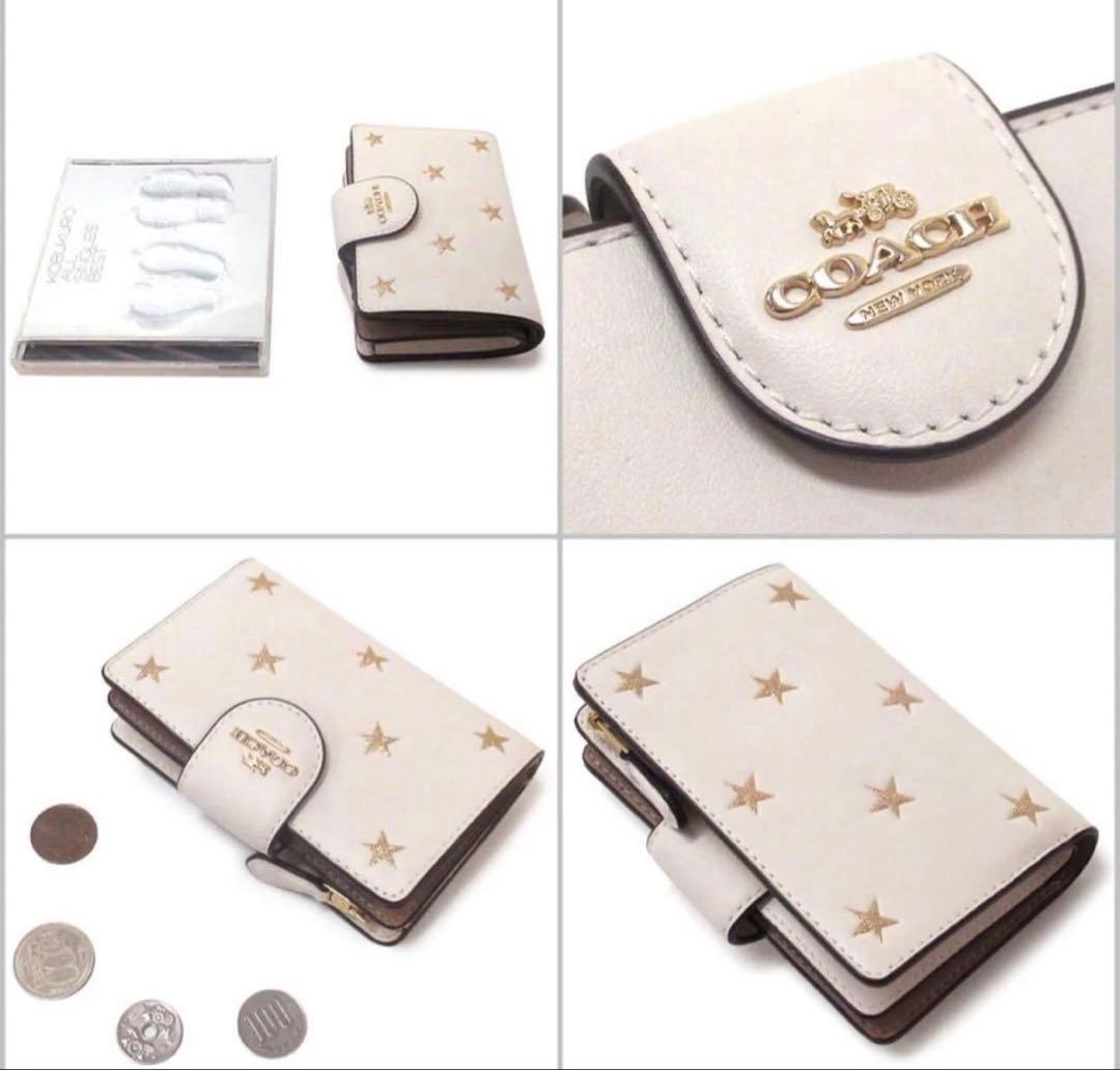 COACHコーチリファインドカーフレザーGOLDスター二つ折り財布