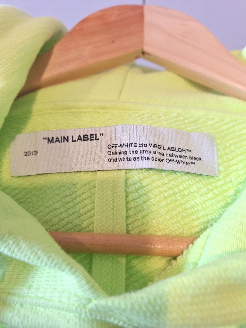 off-white main label オフホワイト ネオンイエロー パーカー