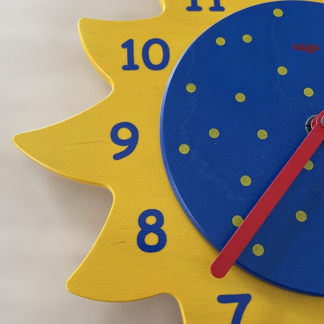 HABA ハバ 時計 木製 ドイツ製 知育 掛時計 黄色 青 赤 知育玩具 美品