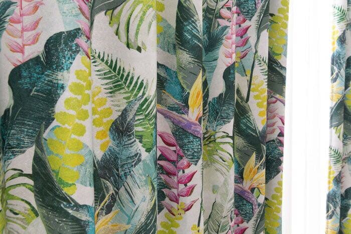 【新品】カーテン ドレープ おしゃれ ハワイアン ボタニカル風 遮光2級 日本製