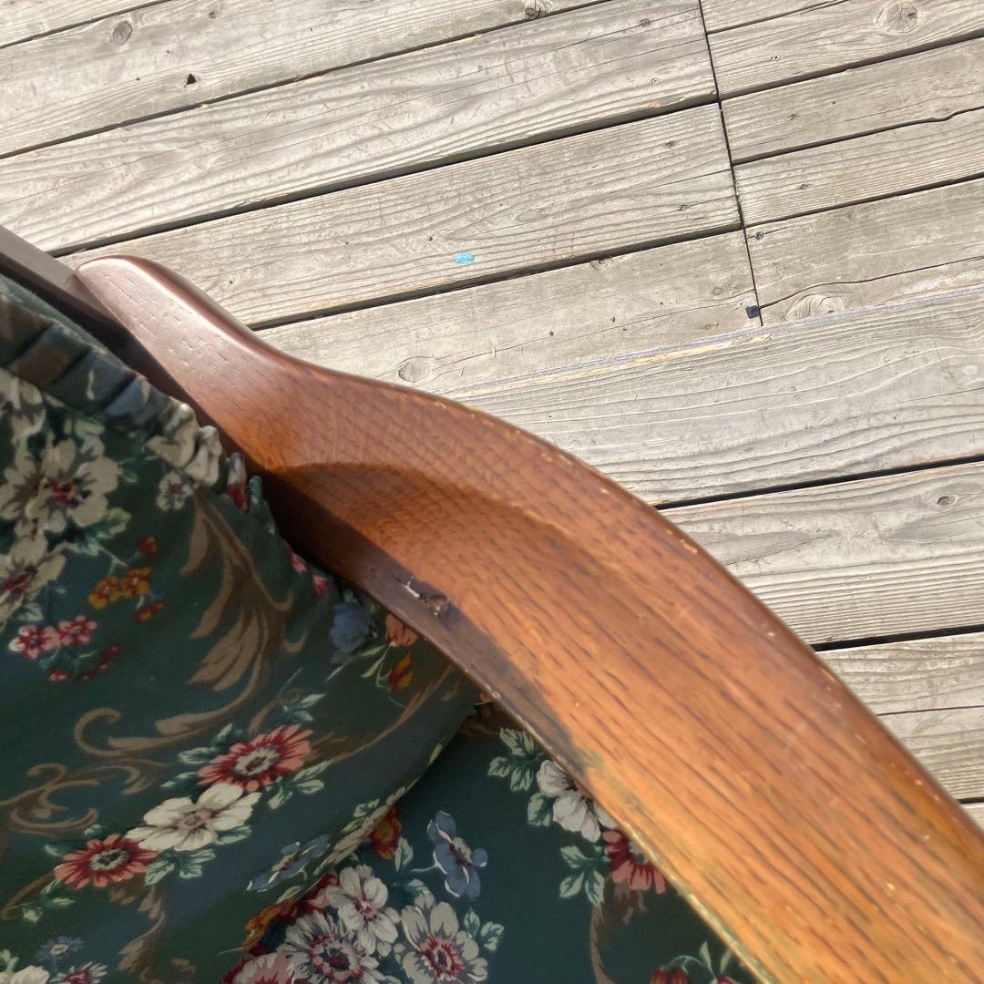 ヴィンテージ 飛騨産業 キツツキ 木製フレーム 花柄2人掛けソファー セパレート