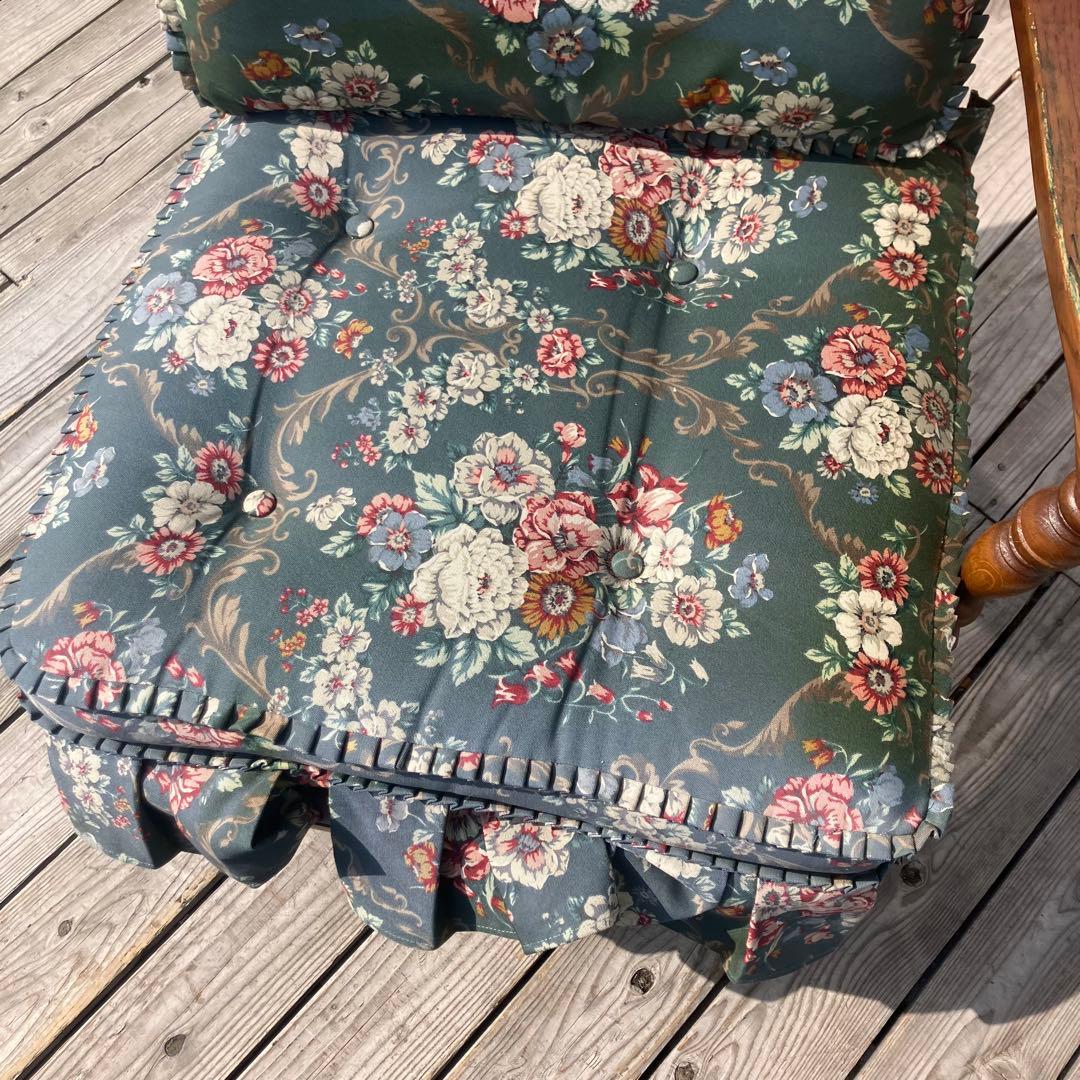 ヴィンテージ 飛騨産業 キツツキ 木製フレーム 花柄2人掛けソファー セパレート