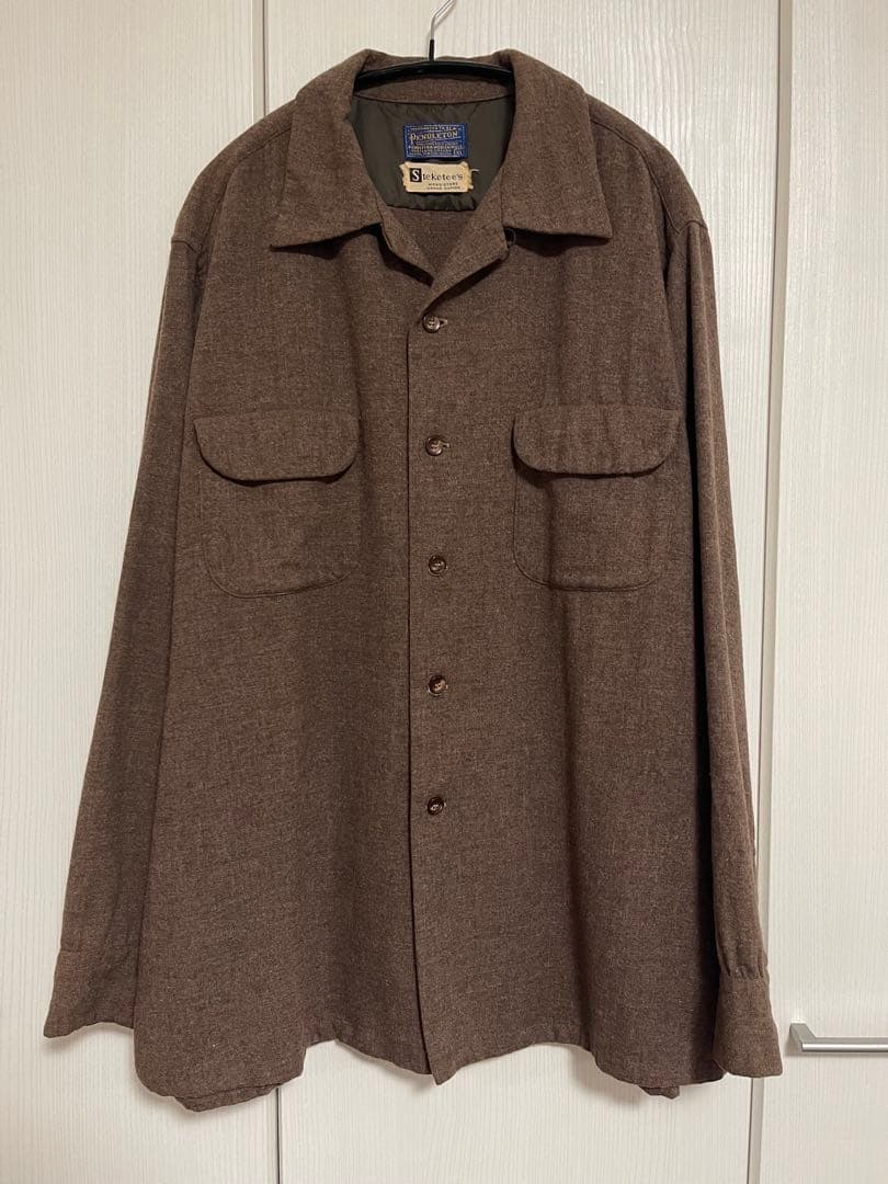 Pendleton 60s 無地 ボードシャツ ブラウン XL