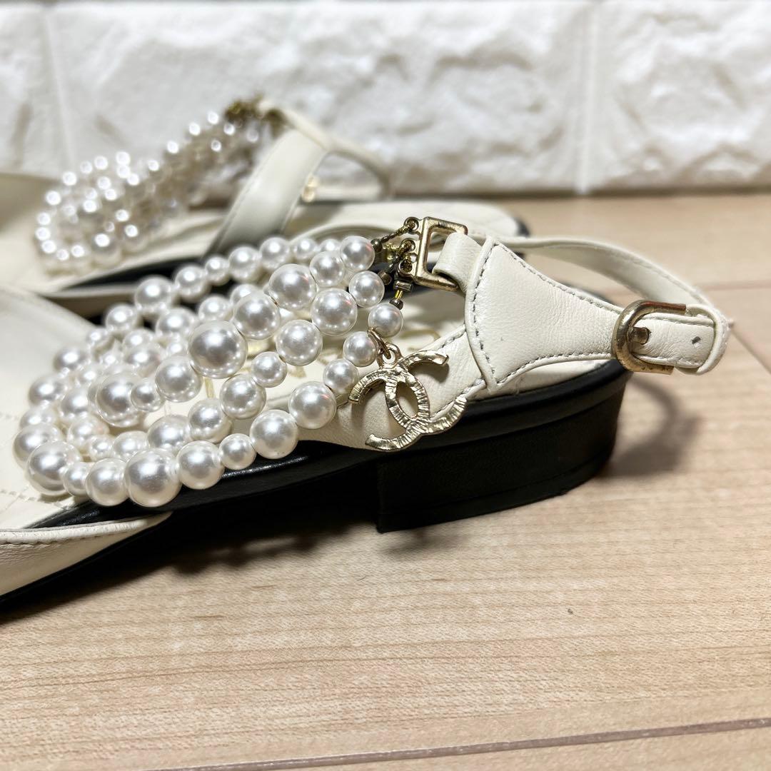 CHANEL シャネル パールスリングバック パンプス サイズ39C