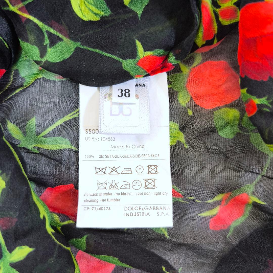 【美品】DOLCE＆GABBANA ドルガバ シルク フリル 薔薇柄 ブラウス