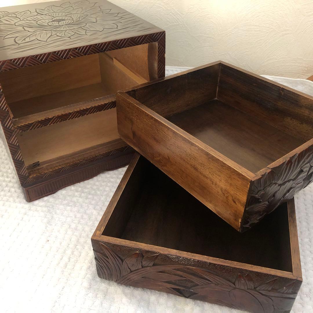 ￼日光彫 二段小引き出し