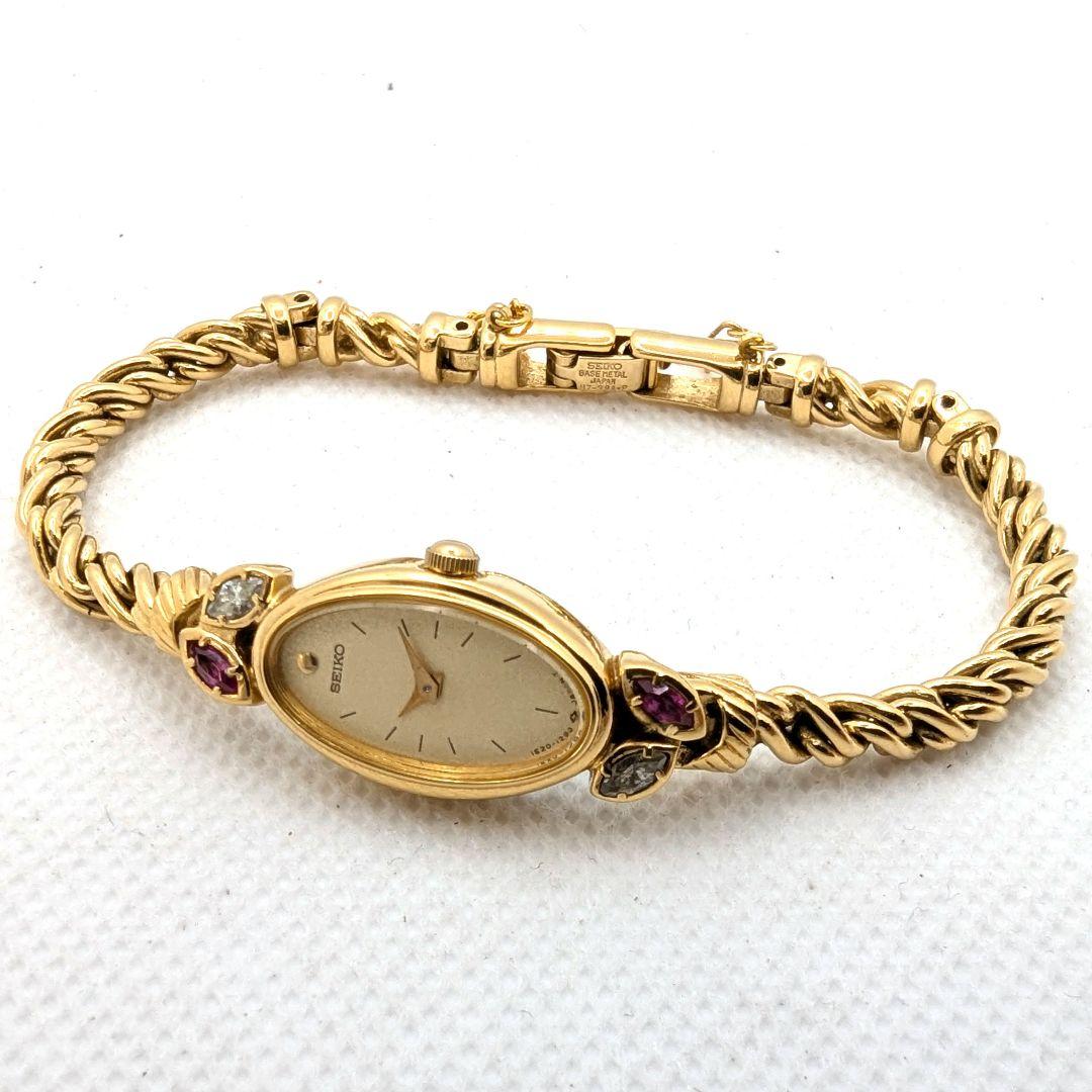 SEIKO ゴールド 色石 バングルウォッチ 腕時計 不動
