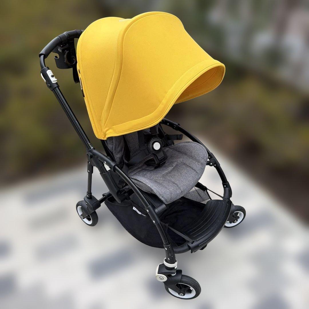 【極美品】bugaboo bee5ベビーカー メランジグレー&黄色　付属品有