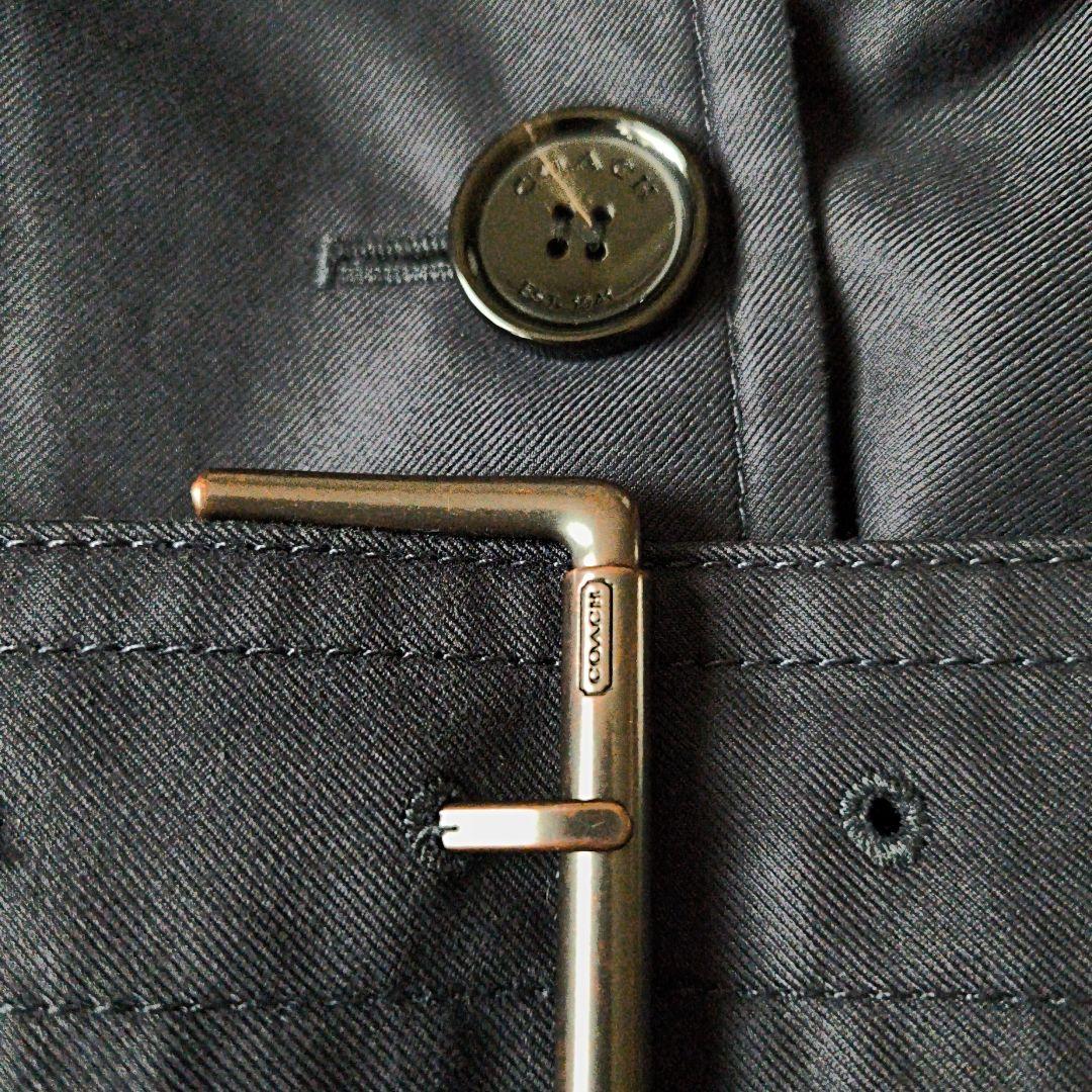 美品✨COACH ショートトレンチコート ダブルブレスト ベルト付 ネイビーM
