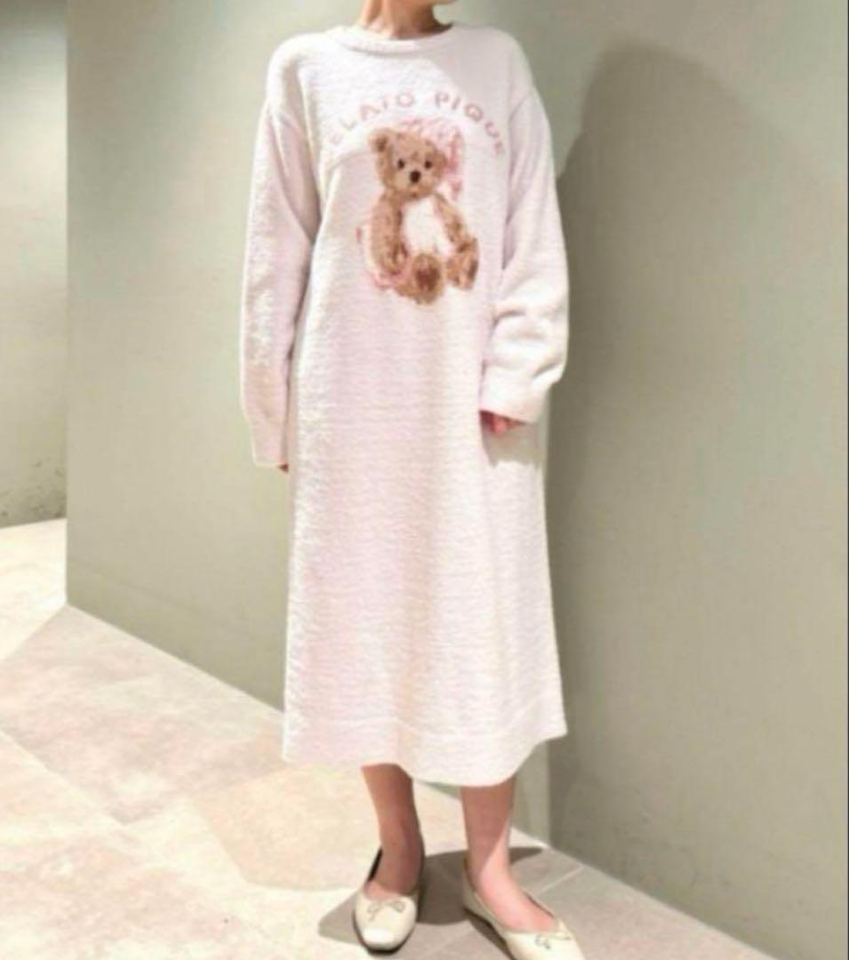 ジェラートピケ GOOD NIGHT BEAR ジャガードワンピース