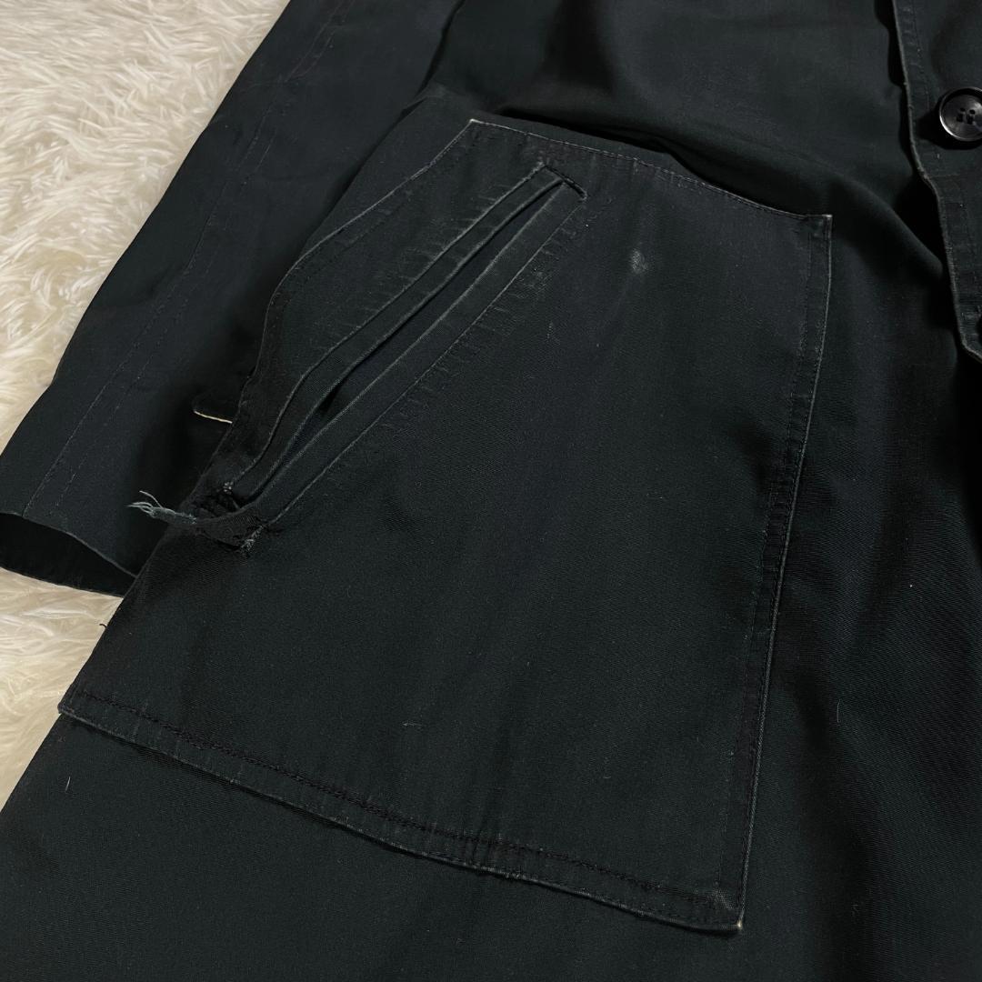 70s 80s Dior ステンカラーコート ベルト付 42 紺 白 ロング